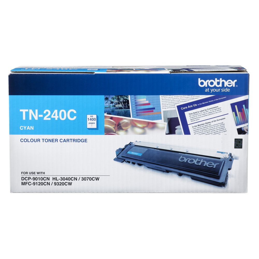 TN-240C COLOUR LASER TONER - CYAN TONER CARTRIDGE TO SUIT HL-3040CN/3045CN/3070CW/3075CW, DCP-9010CN, MFC-9120CN/9125CN/9320CW/9325CW - 1,400 PAGES TN-240C COLOUR LASER TONER - CYAN TONER CARTRIDGE TO SUIT HL-3040CN/3045CN/3070CW/3075CW, DCP-9010CN, MFC-9120CN/9125CN/9320CW/9325CW - 1,400 PAGES